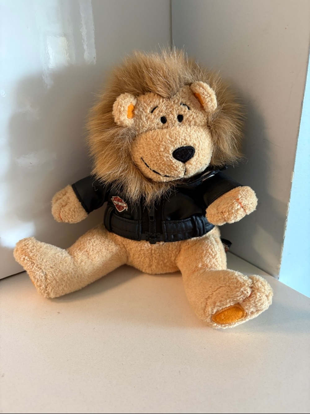 Harley Davidson Plush Lion with Faux Leather Jacket